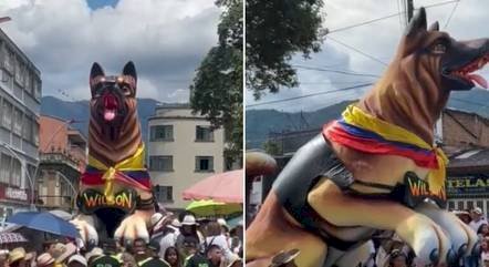 'Cão gigante' em homenagem a Wilson aparece em desfile colombiano e emociona população
